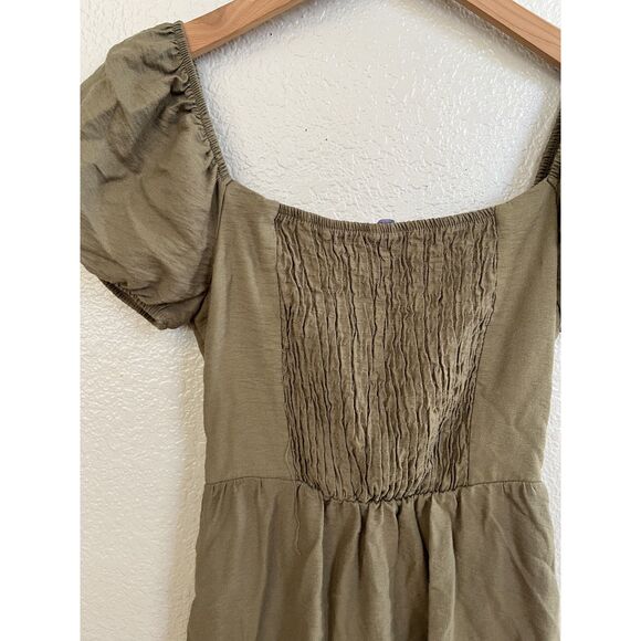 Blashe Tie Front Button Down Olive Dress Small - Picture 4 of 8